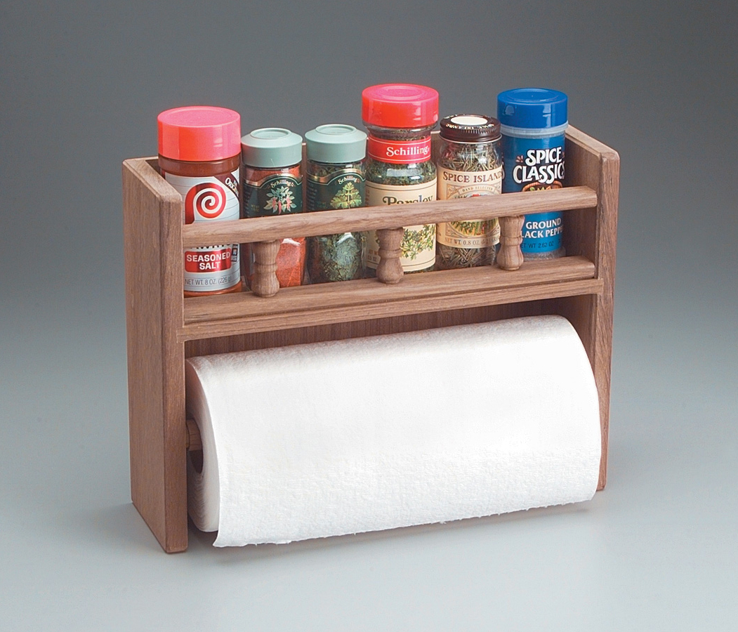Whitecap Teak Paper Towel Holder w/Spice Rack 