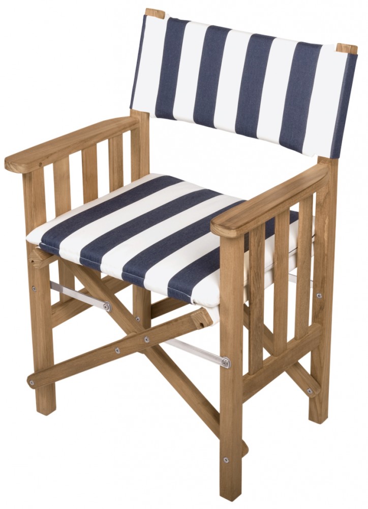 WhiteCap 61050 Teak Director's Chair II with Navy/White Striped Seat