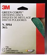 3M 31915 Green Corps Fibre Discs 24 Grit 5" x 7/8" 2/PK