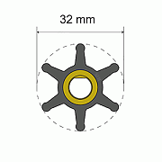 Albin Pump Premium Impeller Kit - 32 X 8 X 12MM - 6 Blade - Single Flat Insert