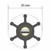 Albin Pump Premium Impeller Kit - 51 X 22 X 12.7MM - 6 Blade - Pin Insert
