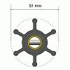 Albin Pump Premium Impeller Kit - 51 X 22 X 12MM - 6 Blade - Pin Insert