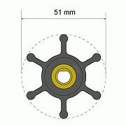 Albin Pump Premium Impeller Kit - 51 X 8 X 22MM - 6 Blade - Single Flat Insert