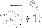 Attwood SL40BP37 Black Flat 3 Hole Bracket