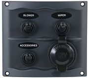 BEP Marine 900-3WPS 3 Gang Switch Panel with Accesory Plug