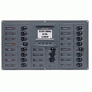 Bep Ac Circuit Breaker Panel with Digital Meters, 16SP 2DP AC230V Acsm Stainless Steel Horizontal