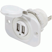 Blue Sea 12 Volt DC Dual USB Charger Socket - White