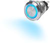 Blue Sea 4161 10A Push Button LED Ring Switch OFF-(ON) Blue Momentary On