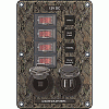 Blue Sea 4324 Circuit Breaker Switch Panel 4 Postion - Camo with 12 Volt Socket & Dual USB