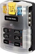 Blue Sea 5025 ST Blade Fuse Block With Cover - 6 Circuit with Negative Bus