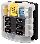 Blue Sea 5028 ST Blade Fuse Block With Cover - 6 Circuit without Negative Bus