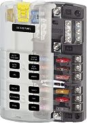 Blue Sea 5032 12-GANG 2-GROUP Fuse Block St Ato/Atc Negative Bus and Cover