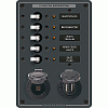 Blue Sea 8120 - 5 Position 12 Volt Panel with Dual USB & 12 Volt Socket