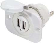 Blue Sea Dual USB 2.1A Charger Port 12/24VDC Socket Mount, White
