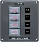 Blue Sea WATER-RESISTANT 12 Volt 4 Circuit Breaker Switch Panel