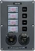 Blue Sea WATER-RESISTANT 12 Volt 4 Circuit Breaker Switch Panel with 12 Volt Socket and Dual USB