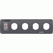Blue Sea Water Resistant USB Accessory Panel - 15A Circuit Breaker, 4X Blank Apertures