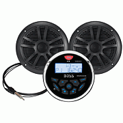 Boss Audio MCKGB350B.6 Combo - Marine Gauge Radio W/Marine Antenna & 2 6.5" Speakers - Black