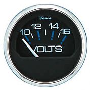 Faria Chesapeake Black SS Voltmeter, 10-16 vDC
