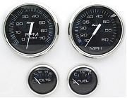 Faria Chesapeake SS Black 4 Gauge Set