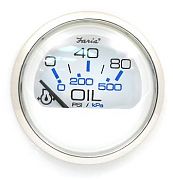 Faria Chesapeake White SS Oil Press Gauge, 80 PSI
