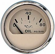 Faria Euro Beige SS Oil Press Gauge, 80 PSI