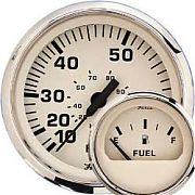 Faria Euro Beige SS Trim Gauge, J/E, Suzuki Outboard
