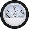 Faria Euro White Oil Press Gauge, 80 PSI