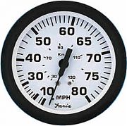 Faria Euro White Speedo, 80 MPH