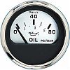 Faria Spun Silver Oil Press Gauge, 80 Psi