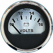 Faria Spun Silver Voltmeter, 10-16 Vdc