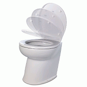 Jabsco Deluxe Flush 14" Angled Back 12 Volt Freshwater Electric Marine Toilet with Solenoid Valve & Soft Close Lid