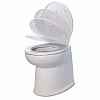 Jabsco Deluxe Flush 14" Straight Back 12 Volt Raw Water Electric Marine Toilet with Remote Rinse Pump & Soft Close Lid