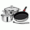 Magma Nestable 7-PIECE Cookware - Stainless Steel/Slate Black Ceramica NON-STICK Interior