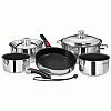 Magma Nesting 10-PIECE Induction Compatible Cookware - SS Exterior & Slate Black Ceramica NON-STICK Interior