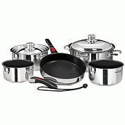 Magma Nesting 10-PIECE Induction Compatible Cookware - SS Exterior & Slate Black Ceramica NON-STICK Interior
