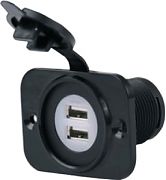 Marinco 12VDUSB 12 24 Volt Dual USB Rec with Plate