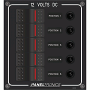 Paneltronics Waterproof Panel - DC 5-POSITION Illuminated Rocker Switch & Circuit Breaker