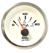 Sierra 62542P Premier Pro Series White 2" Oil Pressure Gauge 80 Psi