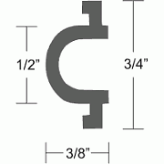 Taco V120334BKA501 Black Flexible Vinyl Insert 3/4" x 3/8" x 50´