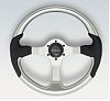 Uflex Spargi Steering Wheel - Silver With Yellow Grip and Die Cast Aluminum Hub
