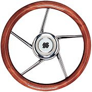 Uflex V05 13.8" Mahogany 5 Spoke Stainless Steel Steering Wheel